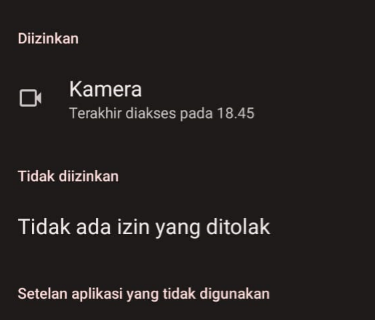 Setting izin kamera di perangkat